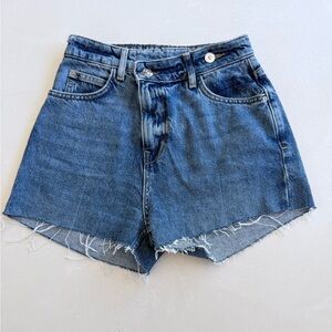 Zara High Rise Crossover Denim Shorts 2